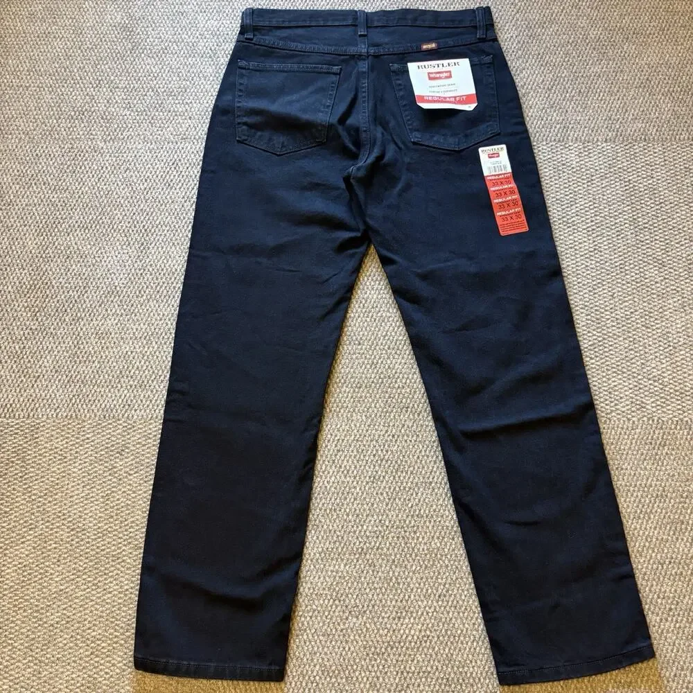 Rustler by Wrangler Men’s Jeans 33x30 Black Regular Fit Straight Leg NWT